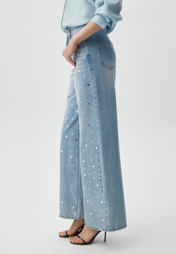 Джинсы WIDE LEG с зеркальным декором