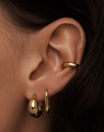 Дутые серебряные серьги - кольца биколор Жизель MIE женщинам