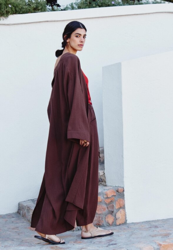 Кардиган-кимоно макси на завязке