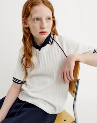 Футболка поло из ажурного трикотажа для девочек детям