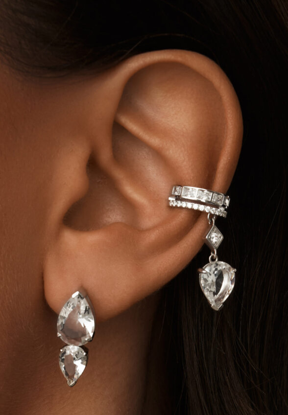 Серебряные серьги-пусеты МАЙЯ П с горным хрусталем MIE