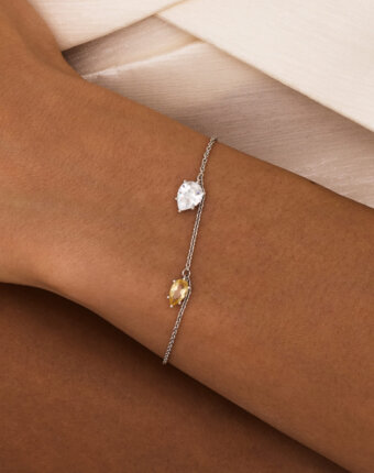 Серебряный браслет ЭЙФОРИЯ с цитрином и фианитом MIE женщинам