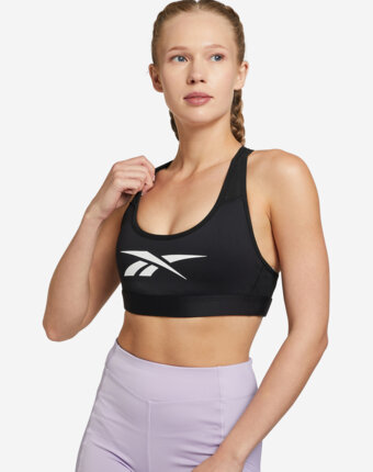 Топ бра спортивный Reebok Lux Vector Racer Bra, Черный женщинам