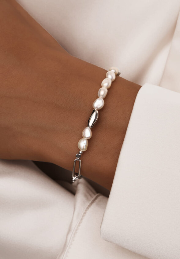 Серебряный браслет из натурального жемчуга MIESTILO MIE