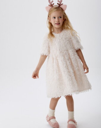 Нарядное пышное платье с эффектом перьев для девочек детям