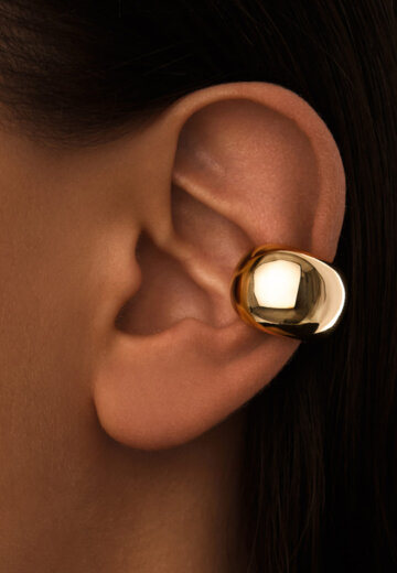 Широкий объемный кафф из серебра в покрытии желтое золото MIE