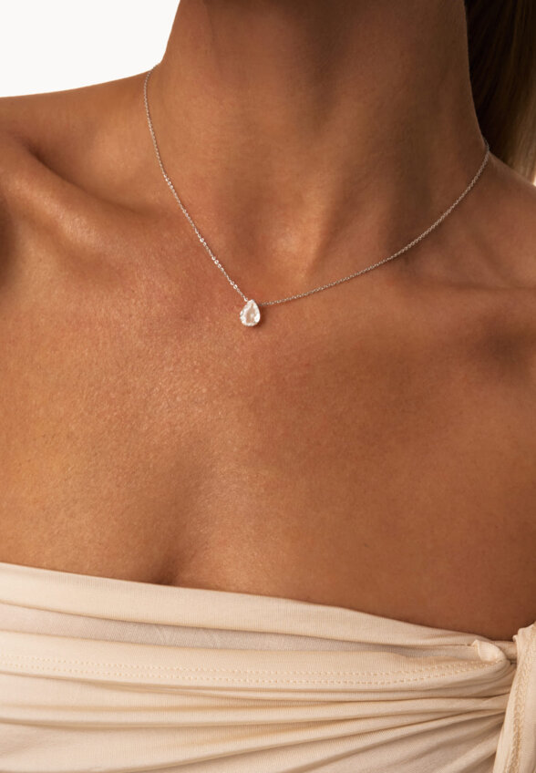 Серебряное колье ЭРОС на тонкой цепочке с горным хрусталем MIE