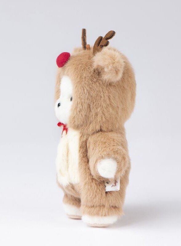 Медведь Lina TeddyTales, XS ,в костюмчике Олень, белый, брелок, 15 см