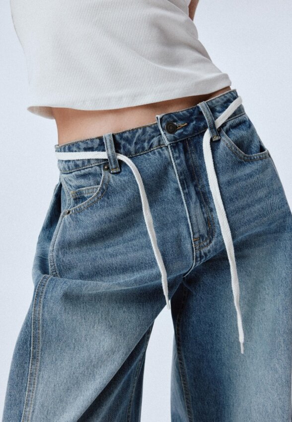 Джинсы WIDE LEG со встречными складками