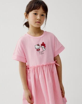 Комбинированное платье с принтом Hello Kitty и My Melody для девочек детям