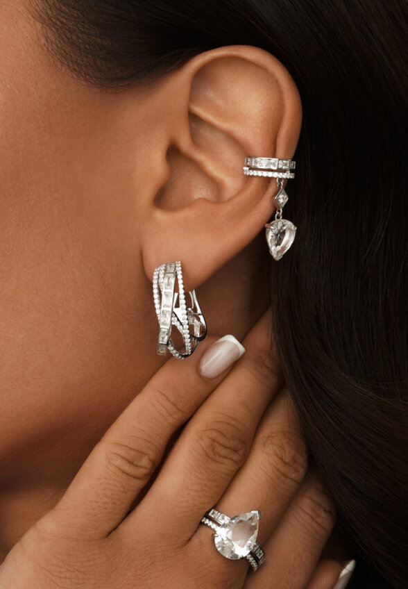 Крупное серебряное кольцо МАЙЯ П с горным хрусталем MIE