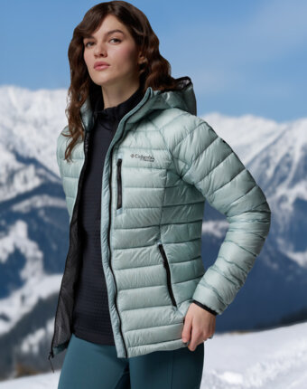Пуховик женский Columbia Arctic Crest Down Hooded Jacket, Голубой женщинам