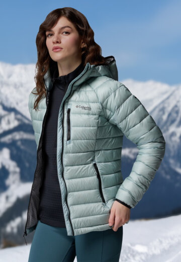 Пуховик женский Columbia Arctic Crest Down Hooded Jacket, Голубой