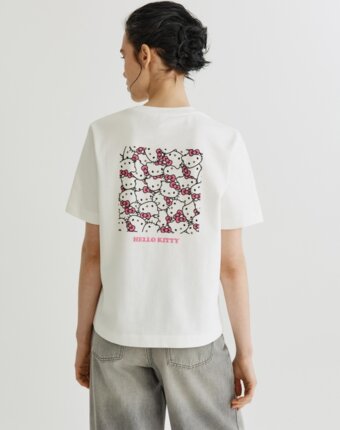 Футболка с принтом Hello Kitty с кислотной стиркой женщинам