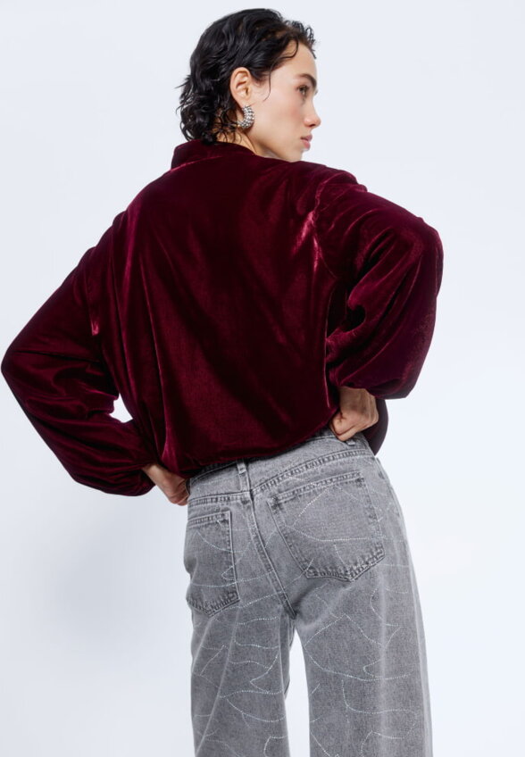 Джинсы WIDE LEG с узором из страз