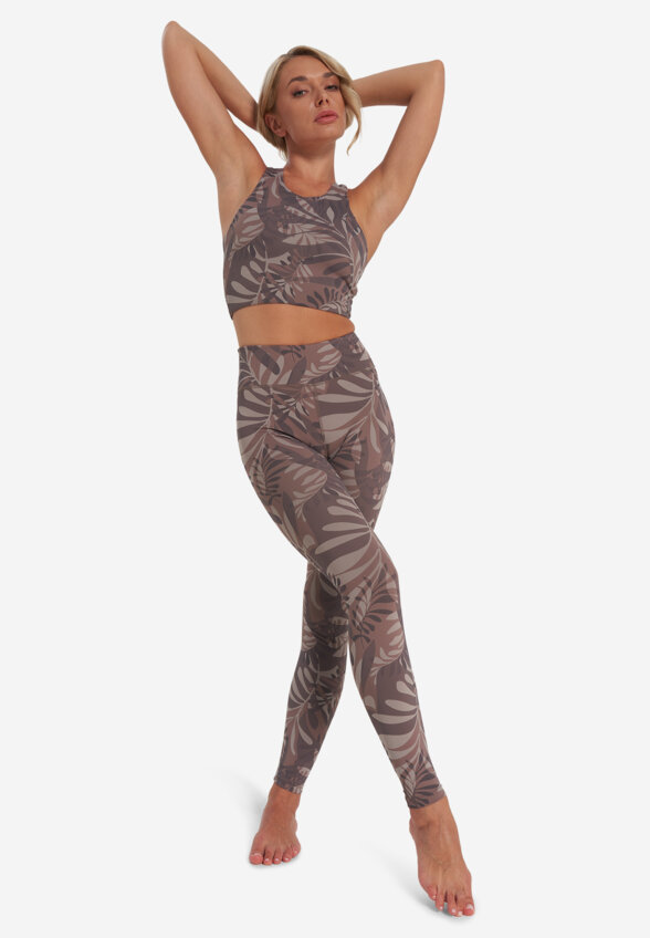 Топ бра спортивный Demix HighFlow Yoga Longline Gfx, Коричневый