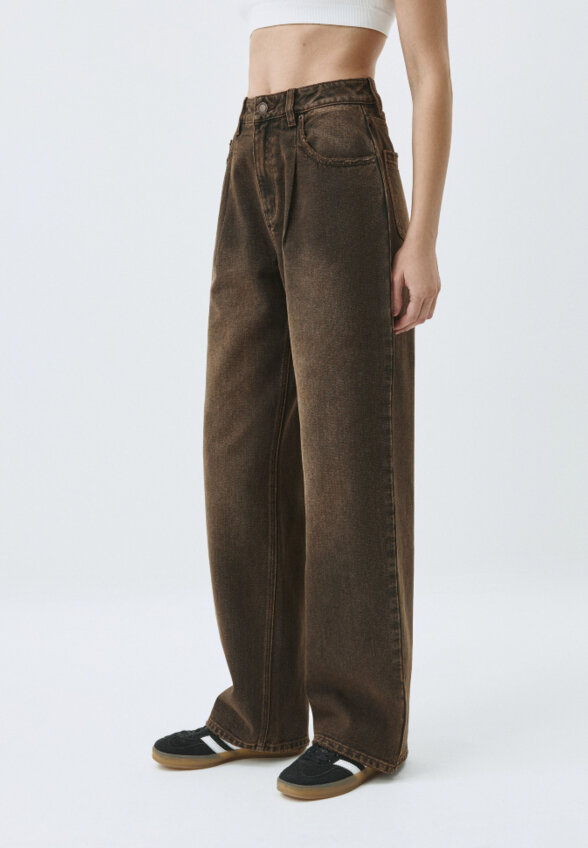 Винтажные джинсы Wide Leg со складками