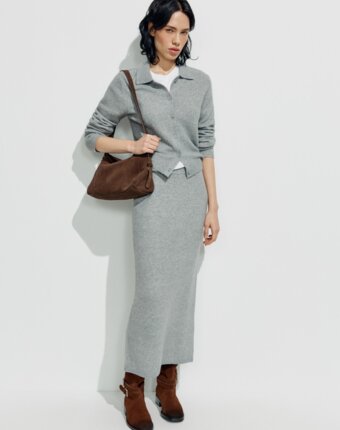 Вязаная юбка миди с содержанием шерсти женщинам