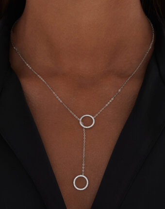 Колье-галстук регулируемый из серебра с кругами MIE женщинам