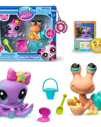 Игровой набор LITTLEST PET SHOP "Пара друзей", осьминог и краб, с аксессуарами детям