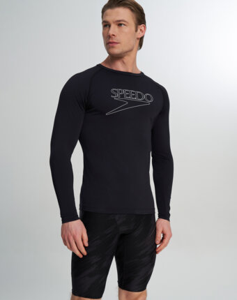 Рашгард мужской Speedo Logo Rash Guard, Черный женщинам