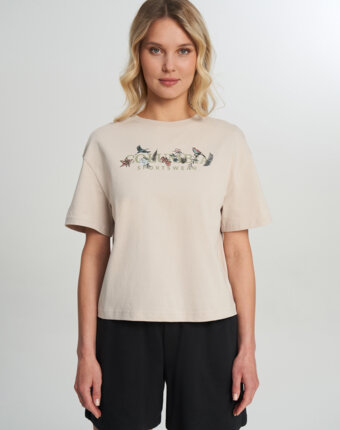 Футболка женская Columbia Rolling Bend Graphic Relaxed Crop SS, Бежевый женщинам