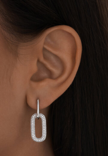 Серьги-трансформеры двухсторонние с фианитами серебряные MIE