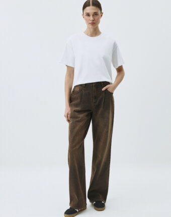 Винтажные джинсы Wide Leg со складками женщинам