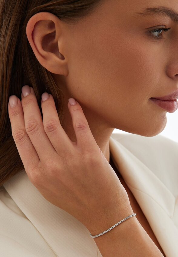 Теннисный серебряный браслет с фианитами MIE