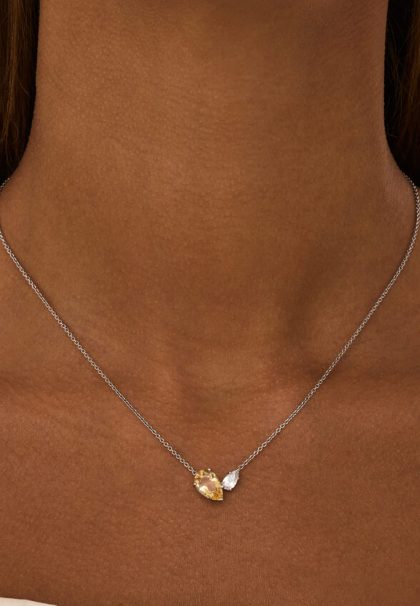 Серебряное колье ЭЙФОРИЯ с цитрином и фианитом MIE