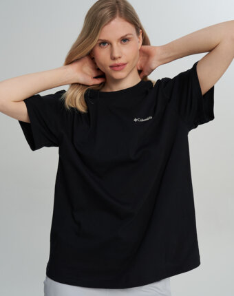 Футболка женская оверсайз Columbia Rolling Bend Graphic Oversized Tee, Черный женщинам