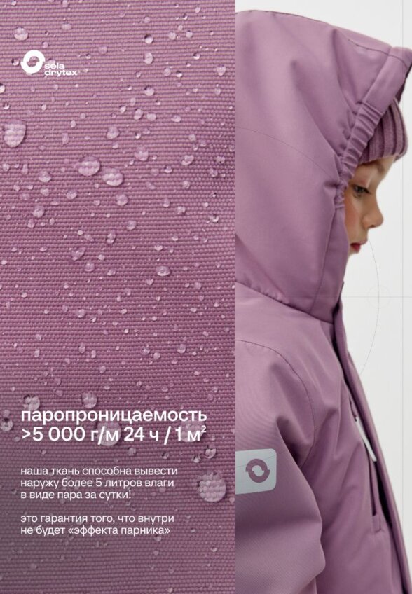 Куртка из технологичной мембранной ткани seladrytex® для девочек