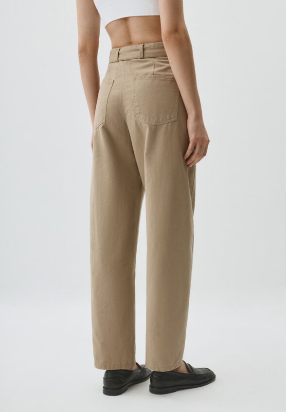 Хлопковые брюки Slouchy с поясом на талии