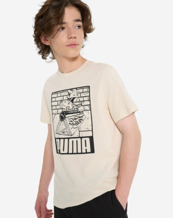 Футболка для мальчиков PUMA ESS+ Mid 90s Graphic, Бежевый женщинам