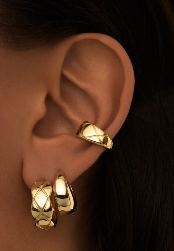 Серебряные серьги в форме капли в покрытии желтое золото MIE