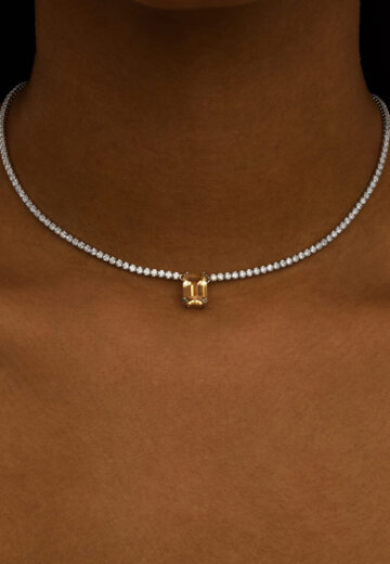 Теннисное серебряное колье ЭЙФОРИЯ с цитрином MIE