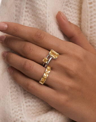 Серебряное кольцо ЭЙФОРИЯ с цитрином Эмеральд MIE женщинам