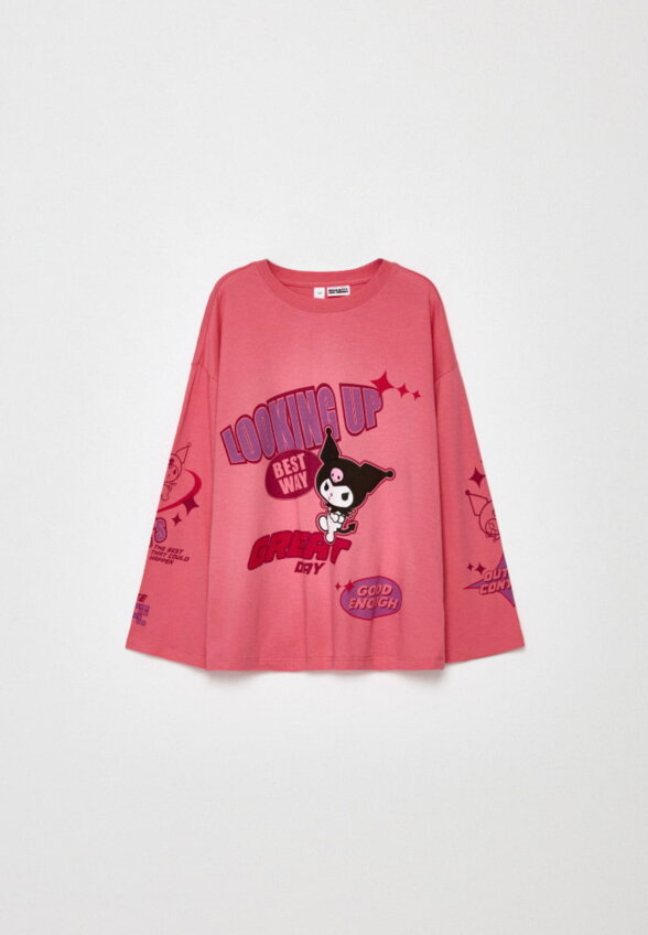 Лонгслив оверсайз с принтом Hello Kitty
