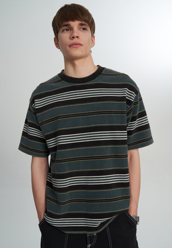 Футболка мужская Vans LX Pique Stripe SS, Зеленый