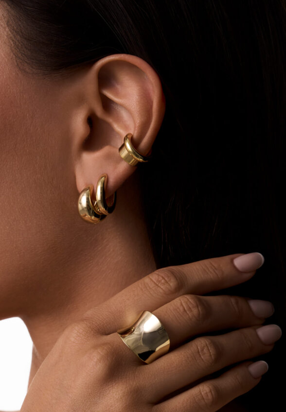 Серьги-конго из серебра в покрытии желтое золото MIE