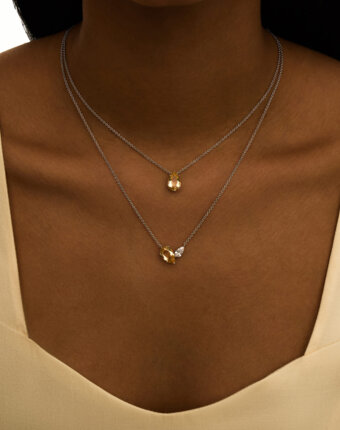 Серебряное колье ЭЙФОРИЯ с цитрином и фианитом MIE женщинам