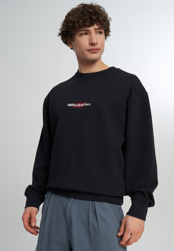 Свитшот мужской оверсайз Quiksilver Mercury Trident Crew, Черный