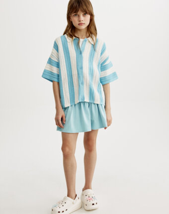 Трикотажная юбка-шорты с широким отворотом для девочек детям