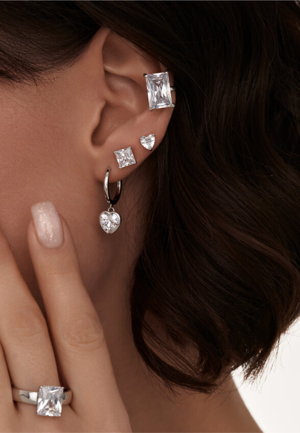 Серебряные серьги с фианитами Ангел MIE