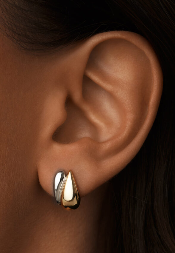 Серебряные серьги-капли биколор MIE