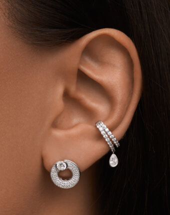 Кафф из серебра с фианитами с каплей MIE женщинам