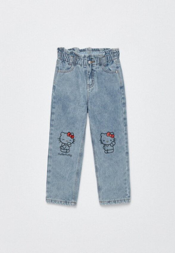 Утепленные джинсы Paperbag fit с Hello Kitty для девочек