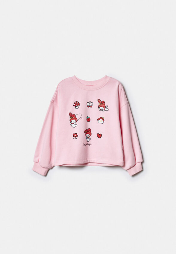 Свитшот оверсайз с принтом Hello Kitty My Melody для девочек
