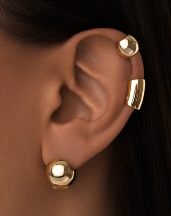 Вытянутый кафф с фианитом из серебра в покрытии желтое золото MIE женщинам