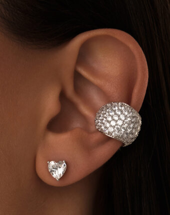 Серебряный широкий кафф с белыми камнями MIE женщинам